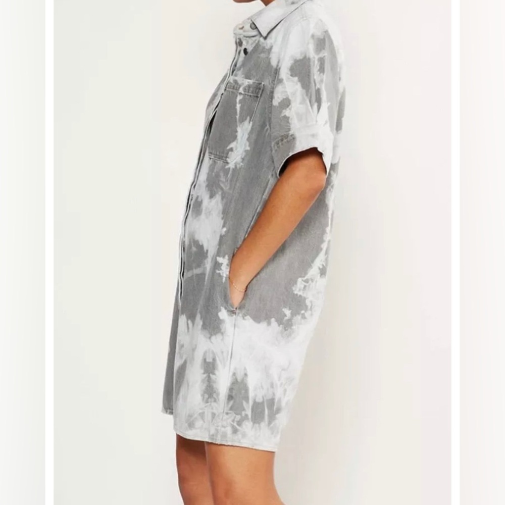Etica Pia Shirt Dress Gray and White Tie-Dye NWT XS